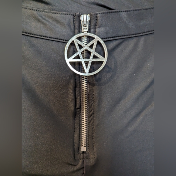 KILLSTAR Black Gothic Pentagram Zipper Leggings Pants Medium - Picture 8 of 8